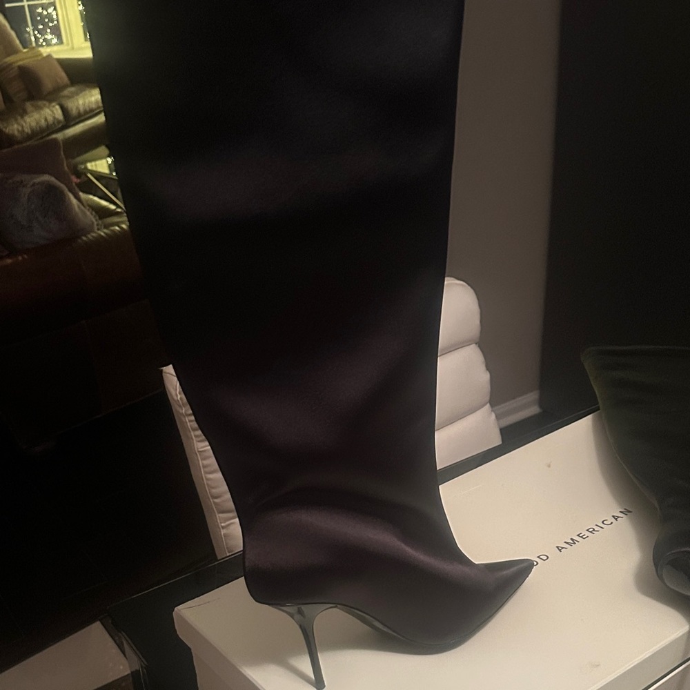 Good American Sleek Black Heeled Boots